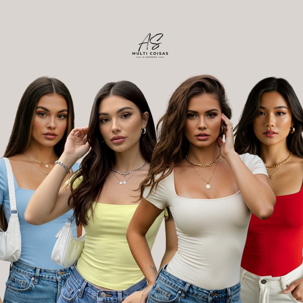 KIT COM 4 BLUSINHA BABY LOOK MANGA CURTA COM FORRO FRONTAL VERÃO TENDÊNCIA BASICA NO TECIDO SUPLEX DIA A DIA