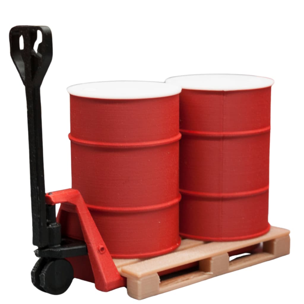 Miniaturas Transpaleteira, Barril E Palete Conjunto