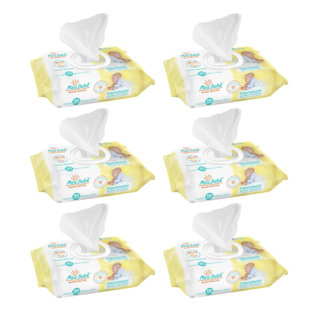 Toalha Umedecida Meu Bebê RN Dermocalmante 600 Folhas (6undX100fls)