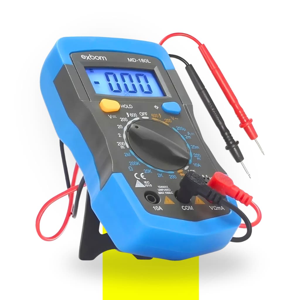 Multímetro Digital Profissional Portátil com Bipe Exbom Original 180 Litros tela LCD