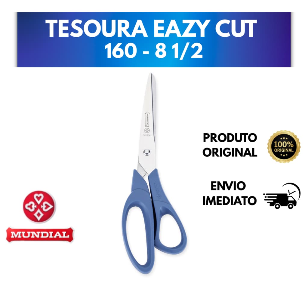 Tesoura Mundial Multiuso Mundial 160N - 8 1/2" (21 cm) * Creative Cortfacil Azul Eazy Cut