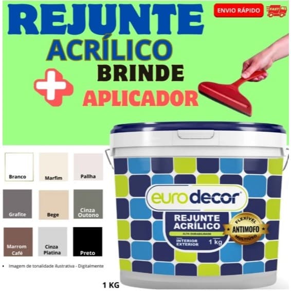 Rejunte Acrílico 1KG Ou 5KG Impermeável Banheiro Porcelanato + Aplicador
