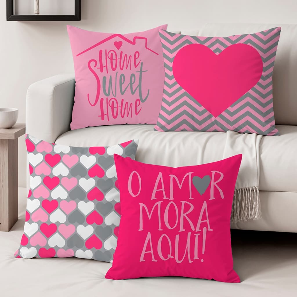 Kit Com 04 Capas Para Almofadas Para Sala 45x45 Em Oxford