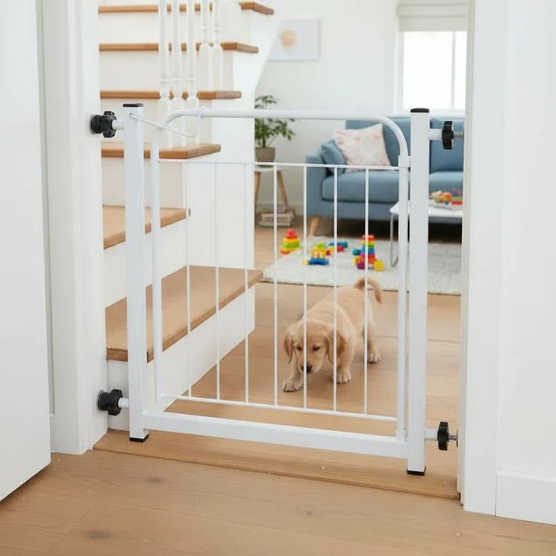 Portão Grade de Segurança Proteção Pet Cães Kids Bebês Crianças P/ Portas Portão Branco 69cm a 83cm