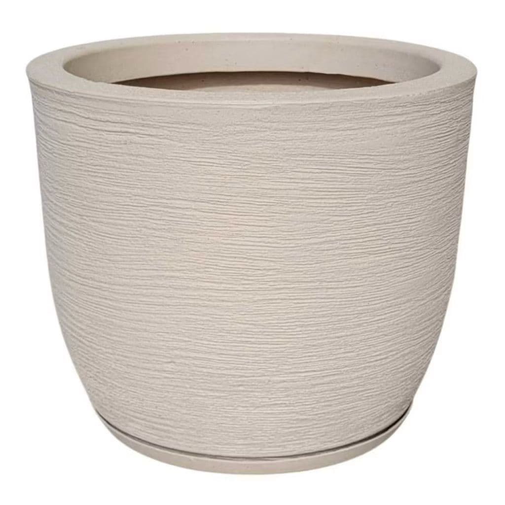 Vaso para Planta Em Polietileno Redondo Bojo Escovado N2 32X36 com Prato Coletor