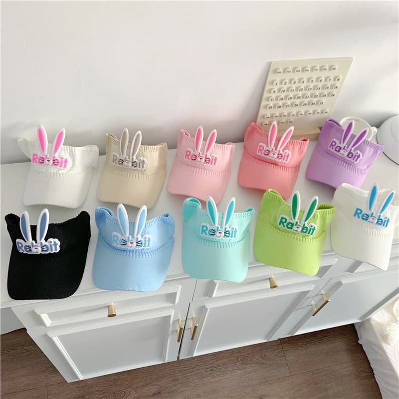 Viseira infantil Rabbit Meninos e Meninas Com Orelhinhas de Coelho leve e confortável Ajuste elástico 4 a 11anos