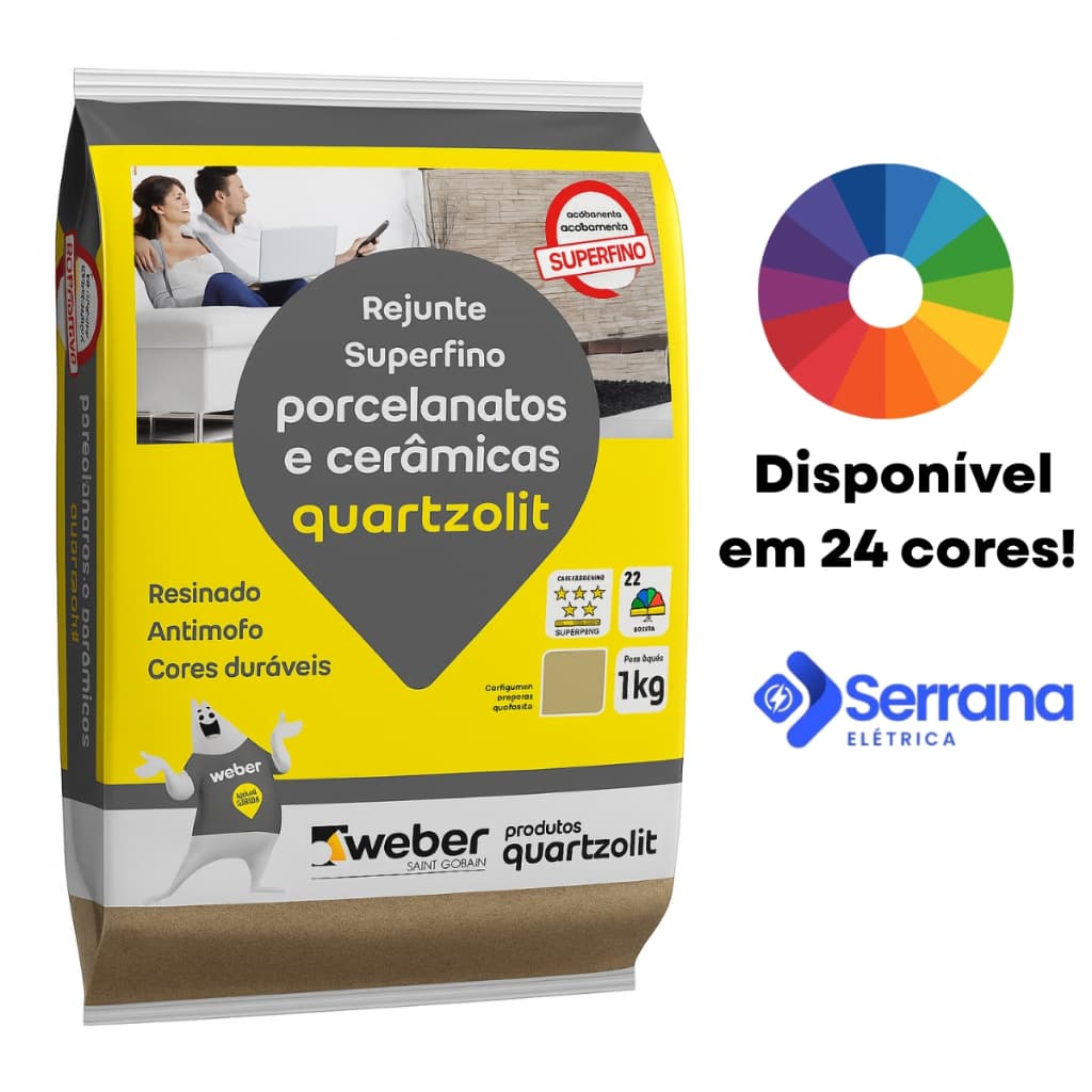 Rejunte Para Porcelanato E Cerâmica Super Fino Resinado 1kg Quartzolit Várias Cores