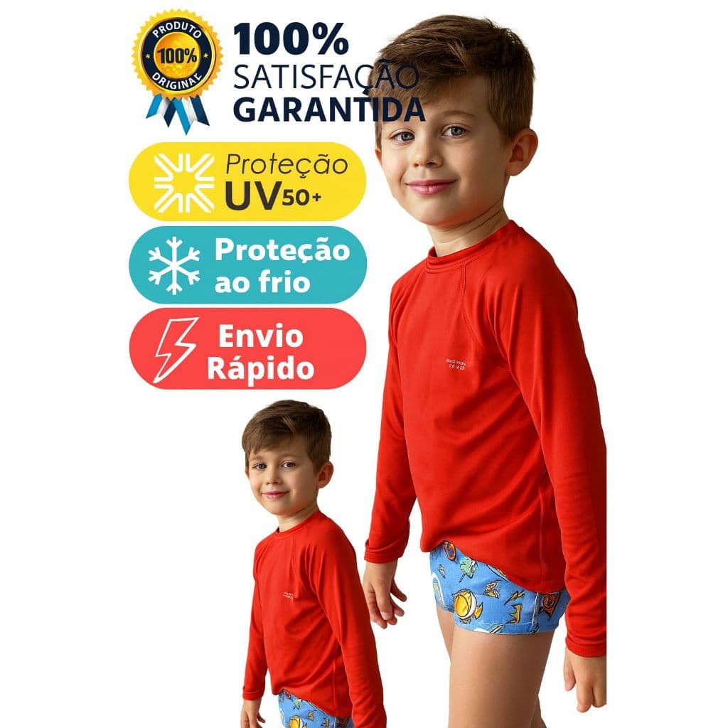 Camisa Térmica Proteção Uv 50+  Infantil Menino Menina  Blusa Praia Piscina  Manga Longa PMG e GG