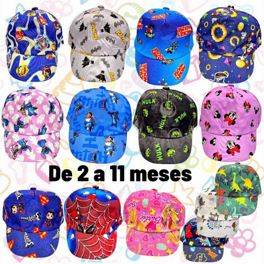 Boné bebê Personagens Unissex 2 a 11 Meses | Stitch, Minnie, Hulk, Batman, Barbie e Mais