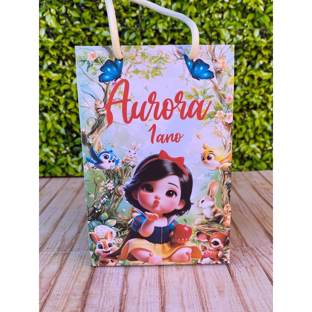 Sacolinha Surpresa Personalizada Branca de Neve Baby - Lembrancinh Branca de Neve - PEGUE E MONTE - Festa Infantil