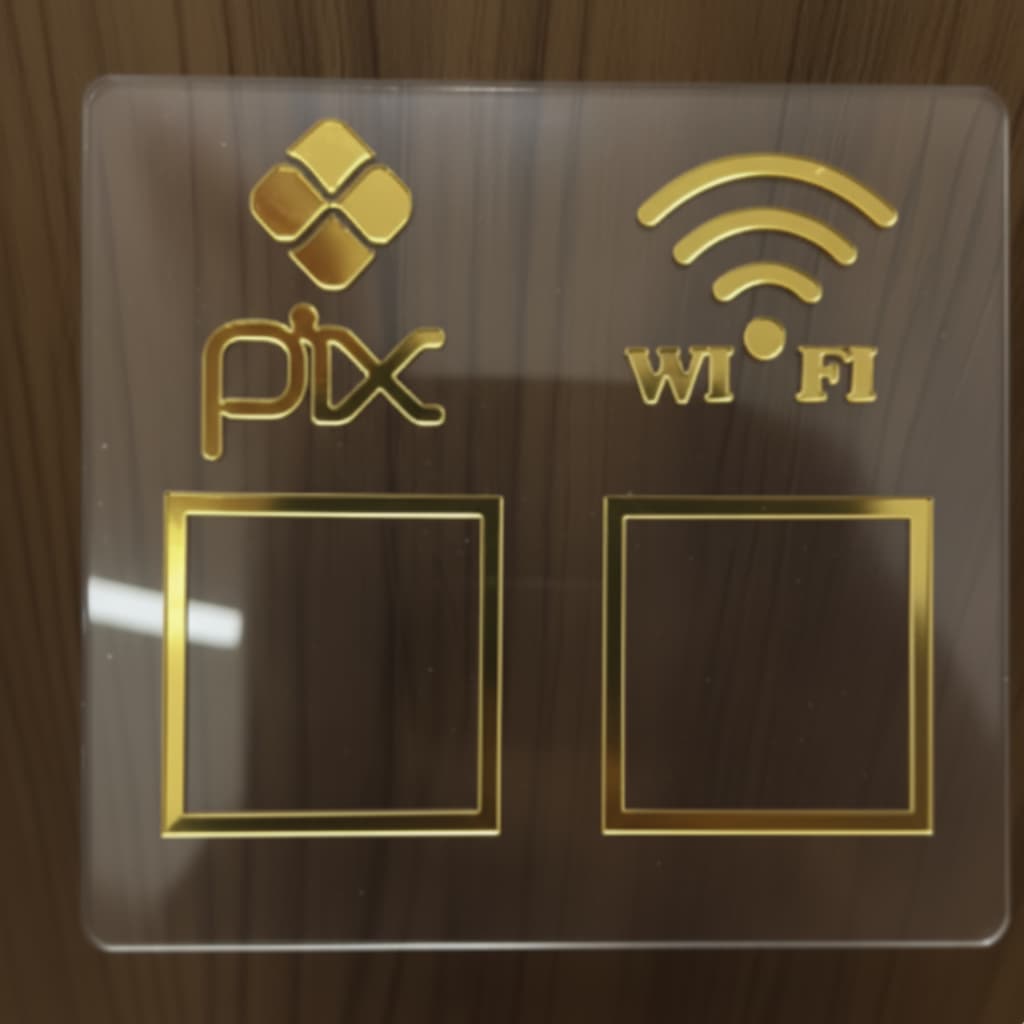 Placa Display Pix Mesa Balcão Wi-Fi QR Code