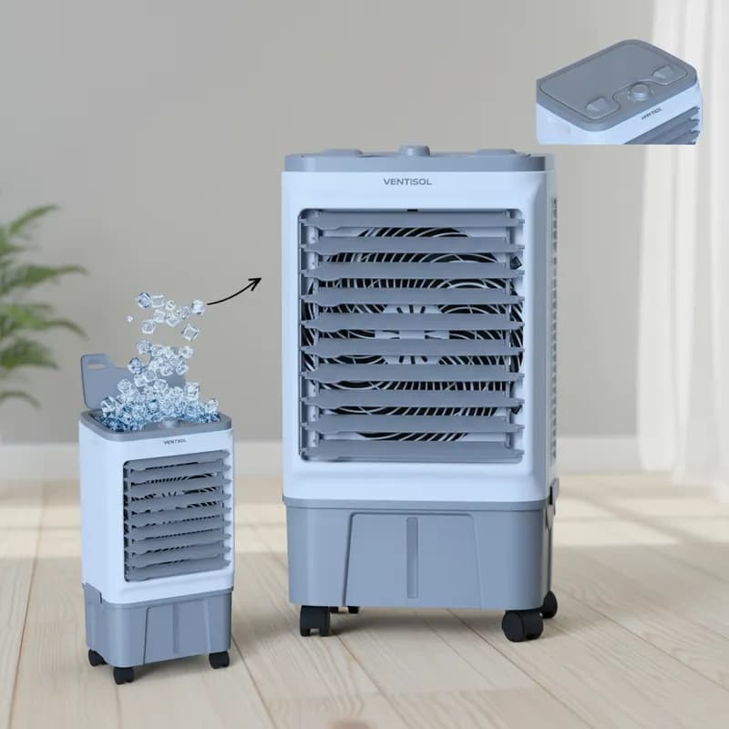 Climatizador Ventisol Portátil  CLIN16 16 Litros Evaporativo Umidificador 16L Conforto130W Branco/Cinza ventilador mesa
