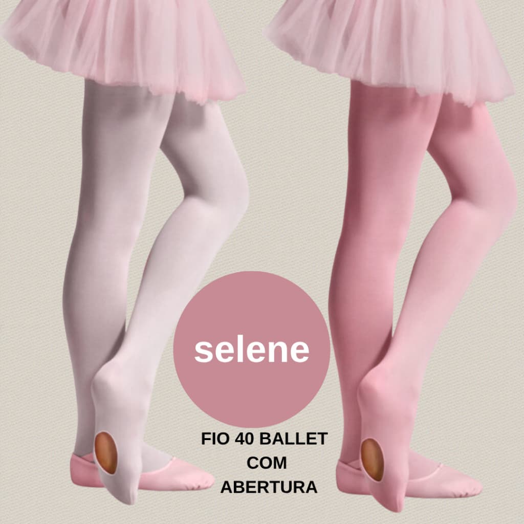 Meia Calça Infantil Ballet Selene com abertura Fio 40