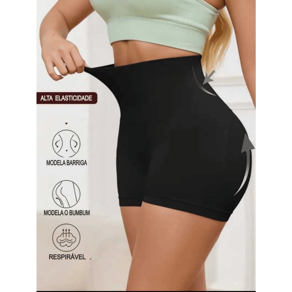 Kit 2 Short lipo Modela Segunda Pele Levanta Bumbum e afina a cintura Tecido Firme