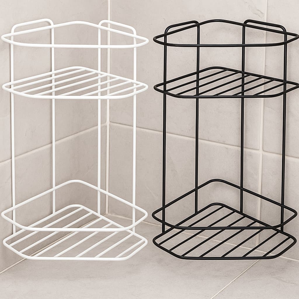 Cantoneira Dupla em Alumínio para Banheiro Box - Organizador Shampoo, Sabonete e Itens de Higiene.