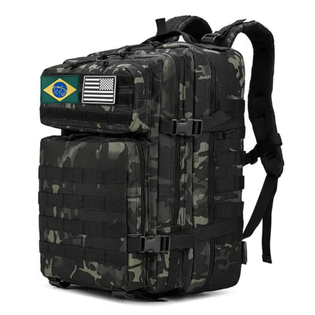 Mochila Camping Tática Militar Florestal Impermeável 50L + Patch Eua/br