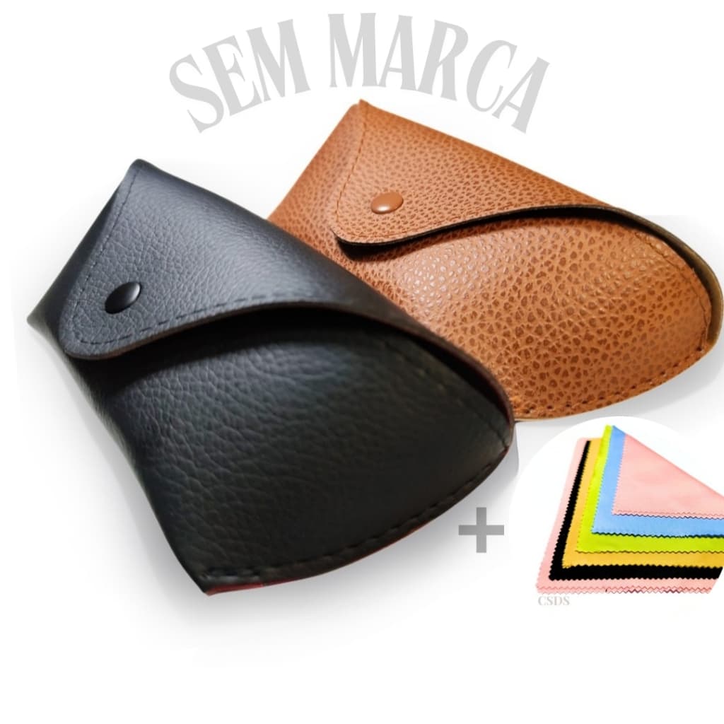 Estojo Couro Sintético Modelo R. Kit 2 Unidades Case com Botão Sem marca + Flanelas Melhor Qualidade