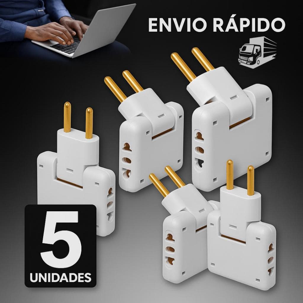 adaptador tomada Articulado Dobrável Deslocado 3 entradas 110V/220V 10A Resistente Bivolt