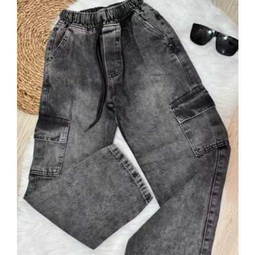 Calça cargo Infanto tecido com laycra  na cintura /Cordão ajustável tamanho 04 ao 16 anos