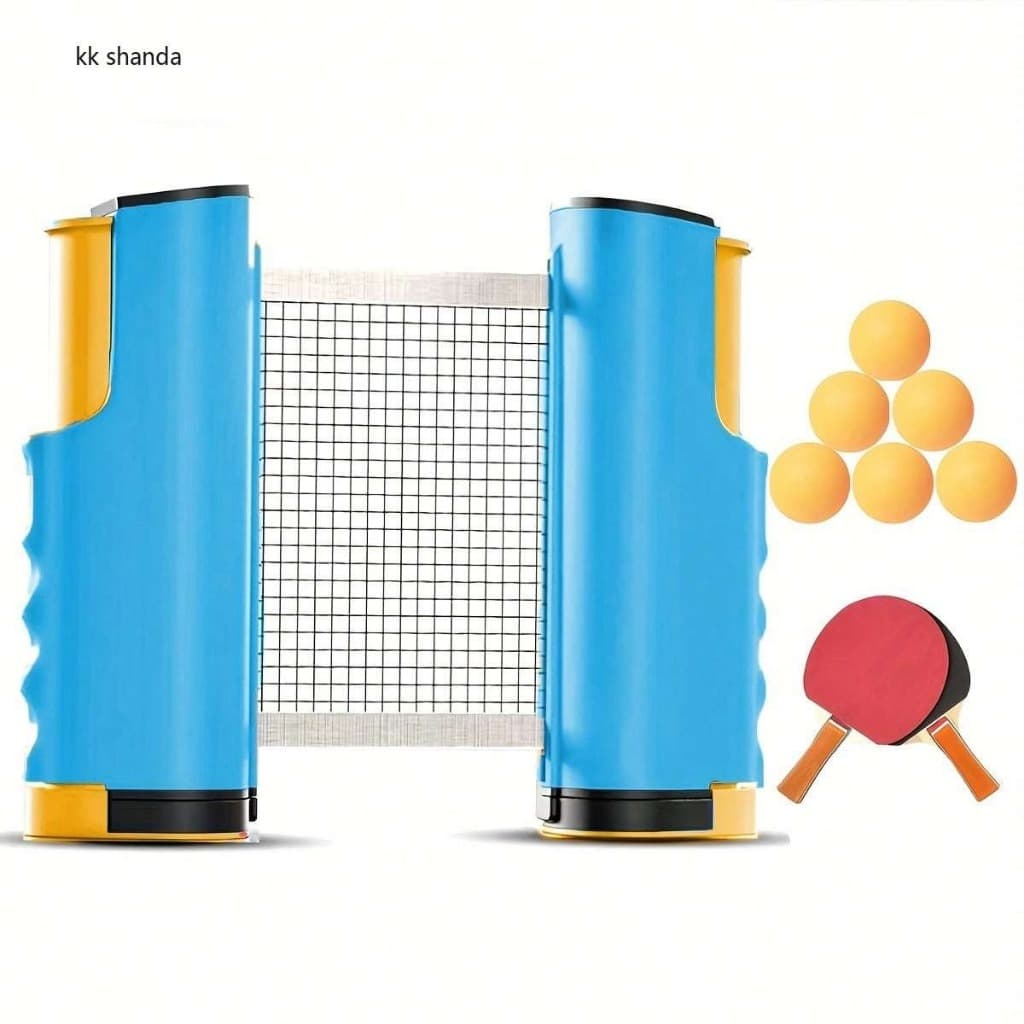 1 Conjunto - 1 Rede Preta + 2 Raquetes Com Alças Coloridas + 6 Bolas Amarelas