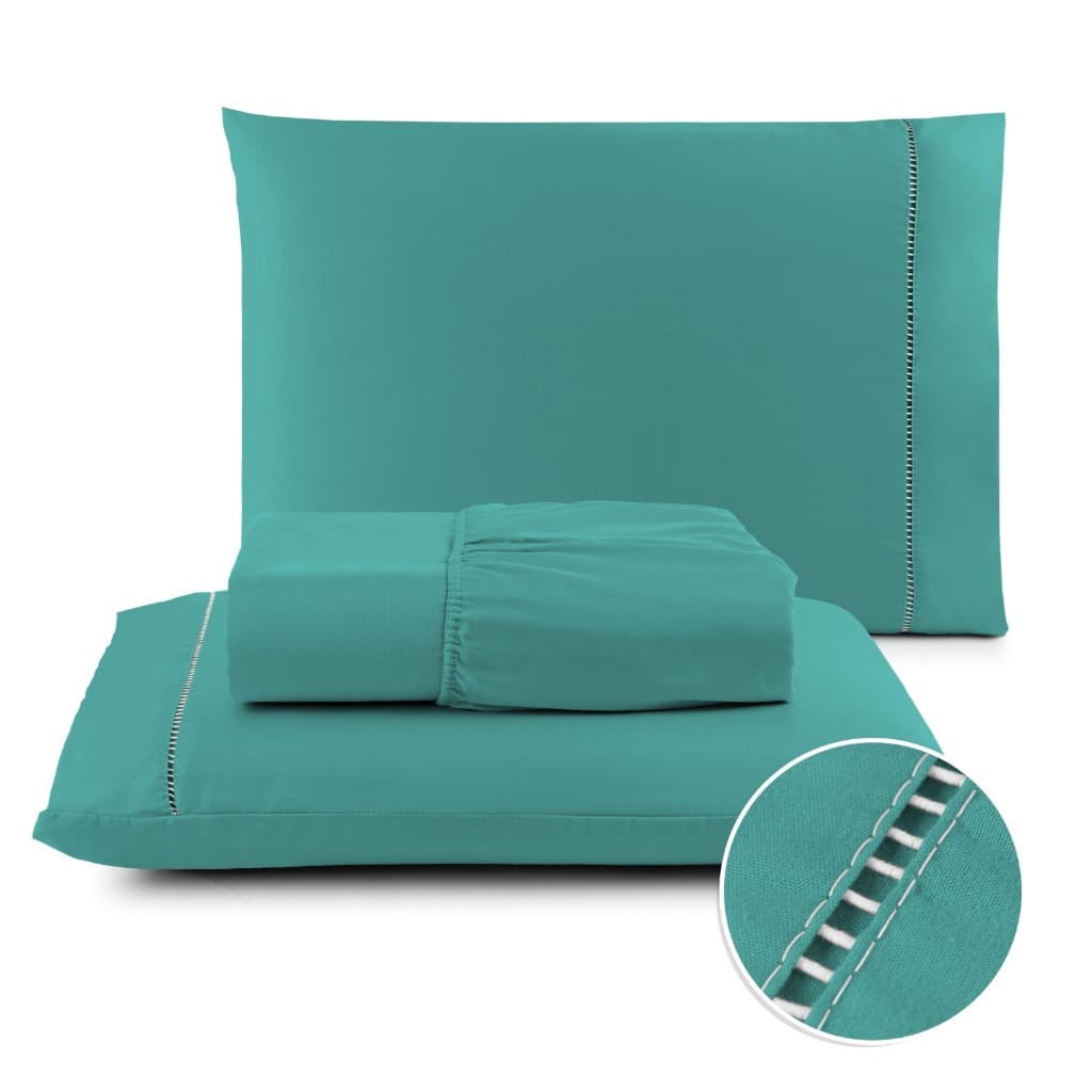 Jogo de Lençol 02 a 03 Peças 400 Fios Berço Cama Solteiro Casal Queen King Micropercal Ponto Palito