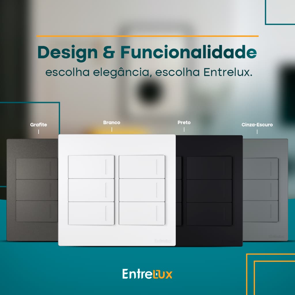 Conjunto 6 Interruptores Teclas 10a 4x4 Simples e Paralelo Entrelux