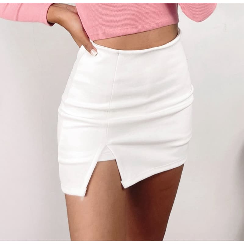 SHORT SAIA CINTURA ALTA FENDA LATERAL MODA VERÃO BRANCO LOOK NATAL RÉVEILLON ANO NOVO VERMELHA PRETO MARROM AZUL ROSA
