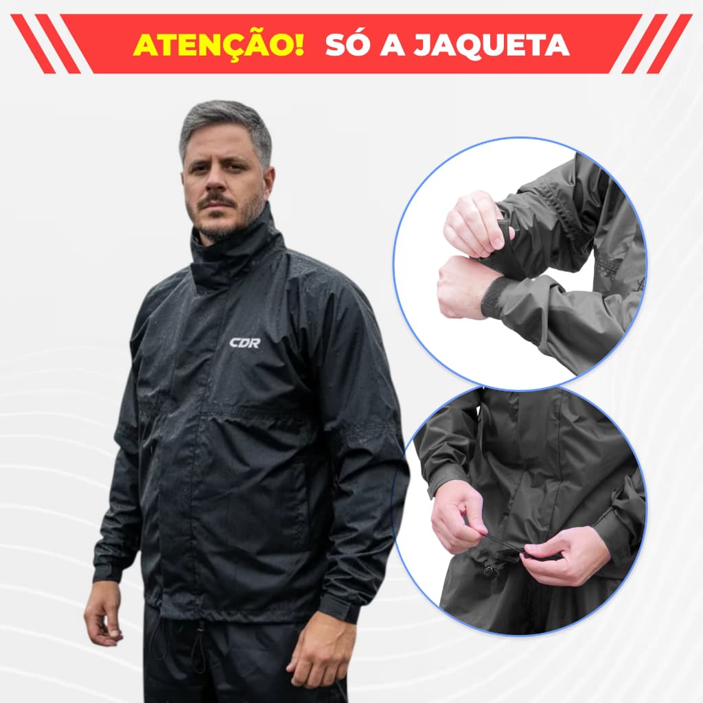 Capa de Chuva Jaqueta Para Motoqueiro em Nylon 100% Impermeável CDR Motoboy