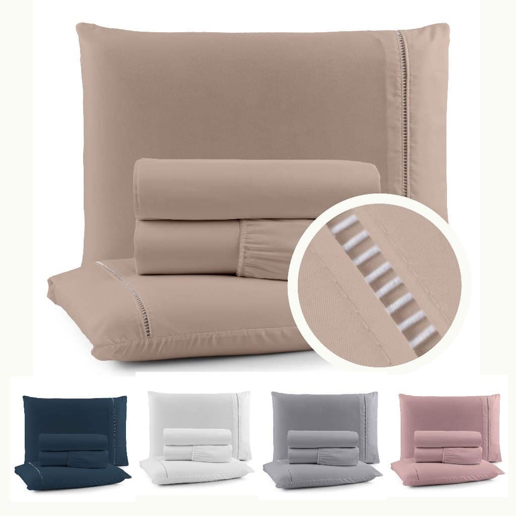 Jogo de Lençol 4 Peças 400 Fios Micropercal Acetinado Ponto Palito Tamanhos Casal Queen King Solteiro