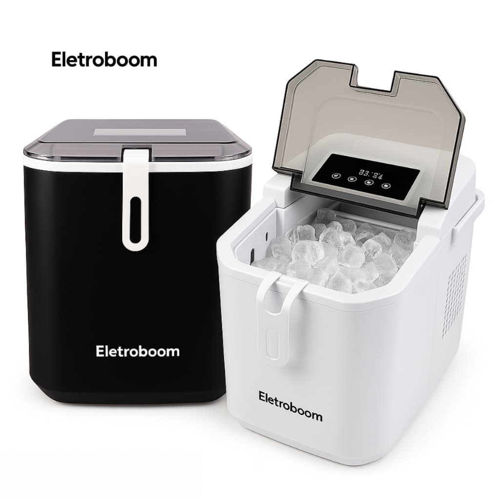 Maquina de Gelo 12kg Cubos Turbo Portatil Ice Eletroboom
