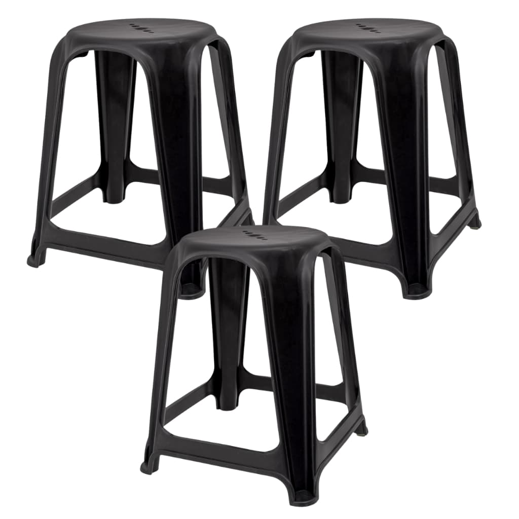 3 Banqueta Empilhável Banco Plástico Preta Moderna Até 120kg - Promoçã3