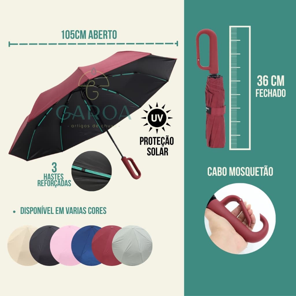 Guarda Chuva Automático Reforçado Proteção Solar Sombrinha