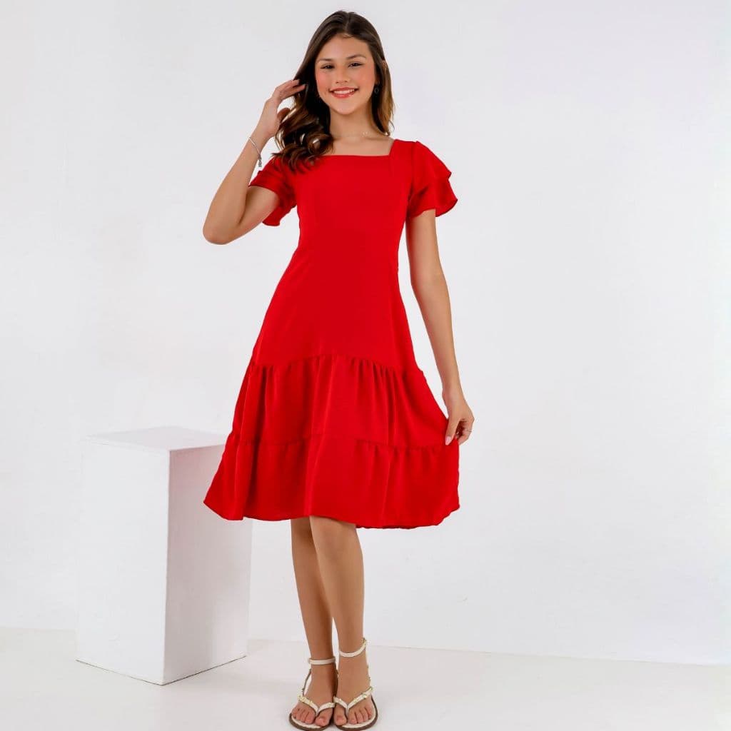 Vestido Infantil Juvenil Mini Diva Babado Moda Festa e Luxo