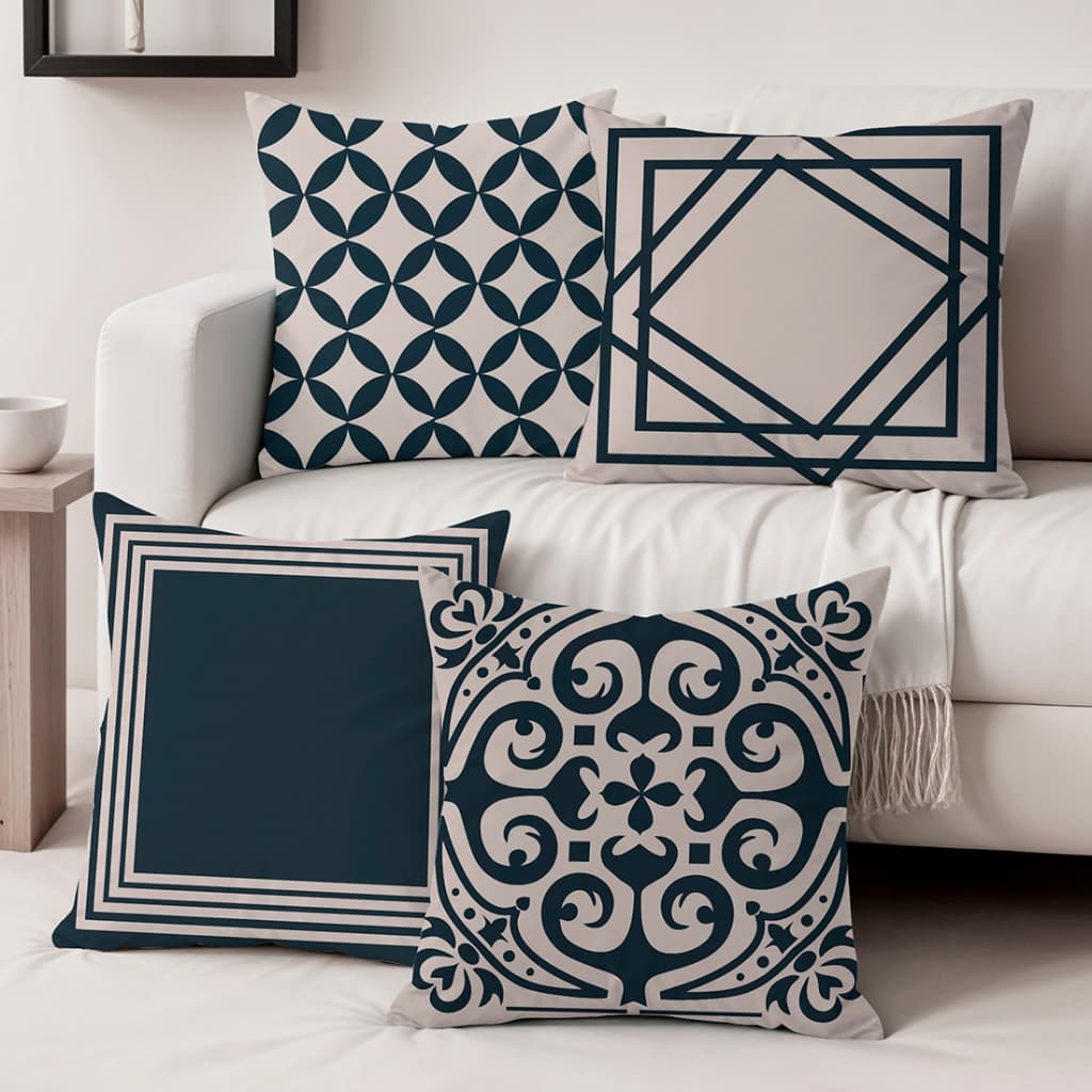 Kit Com 04 Capas De Almofadas Decorativas 45x45 Em Oxford