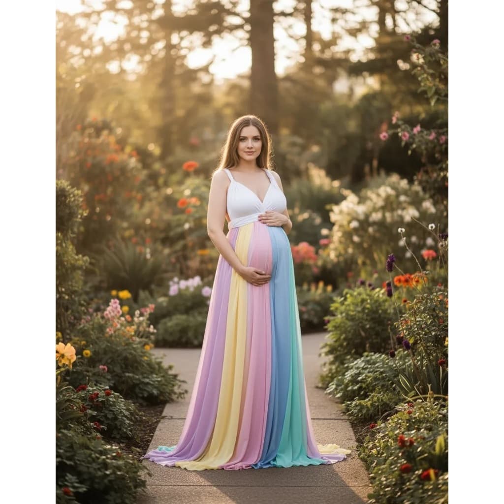 Vestido Gestante Arco-íris, Várias Formas De Usar, Book G35