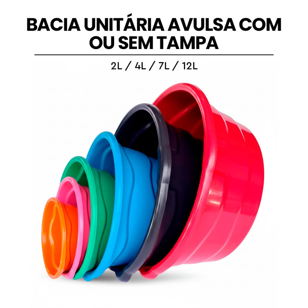 Bacia unitária avulsa com ou sem tampa 2l/4l/7l/12l multiuso churrasco cozinha