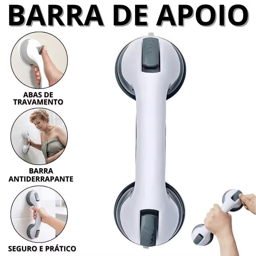 Kit 2 Barra De Apoio com Ventosa Suporte Sanitário Portatil Idosos Deficientes Banheiro