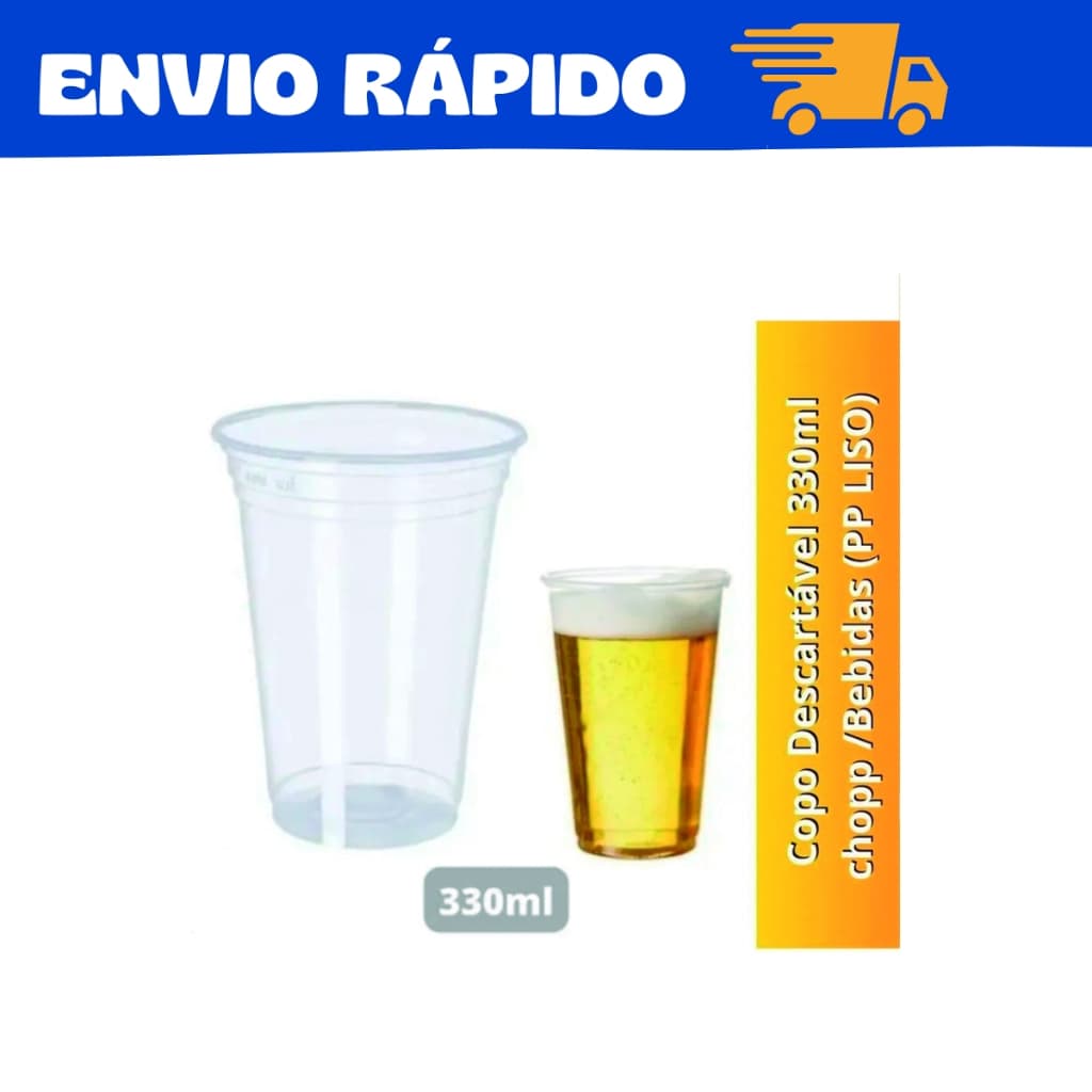 Kit Copo Descartável 330ML Liso Suco Chopp Refrigerante Açai adega