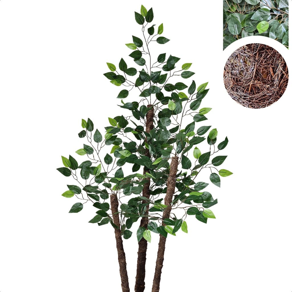 Planta Artificial Fícus Folhas Verde Branco 130cm Sem Vaso