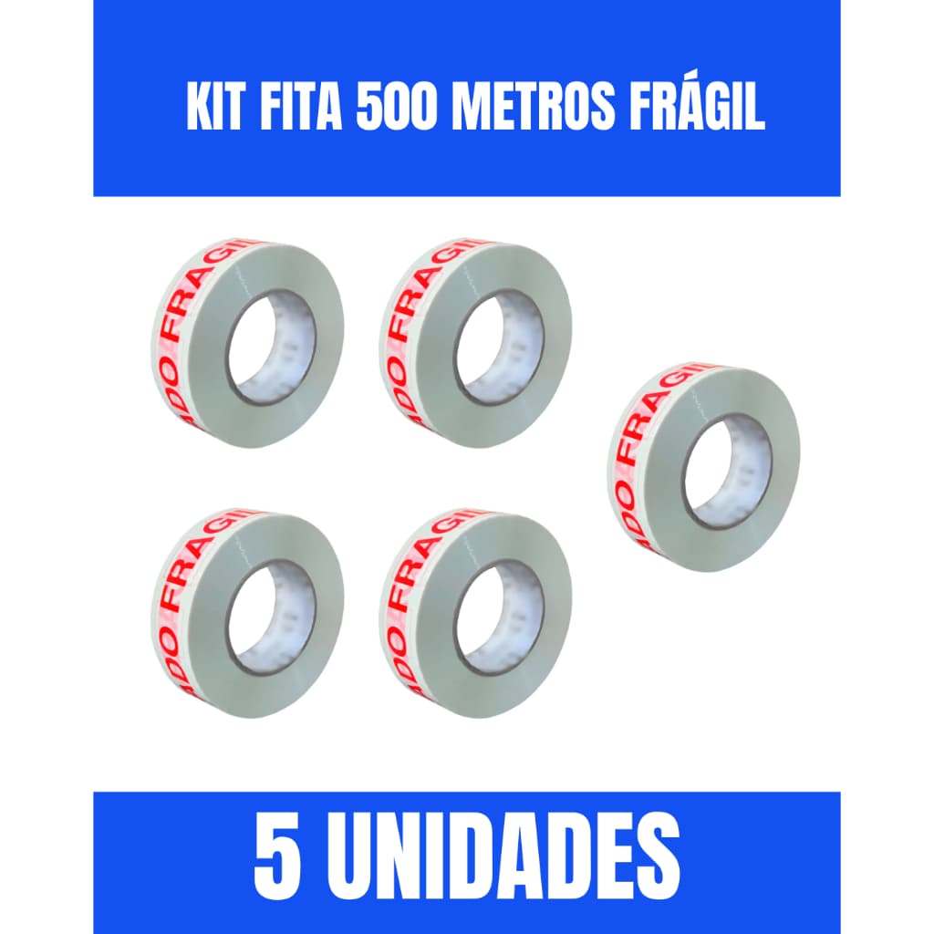 Kit com 5 Unidades Fita Cuidado Frágil Direto Da Fabrica 500 Metros