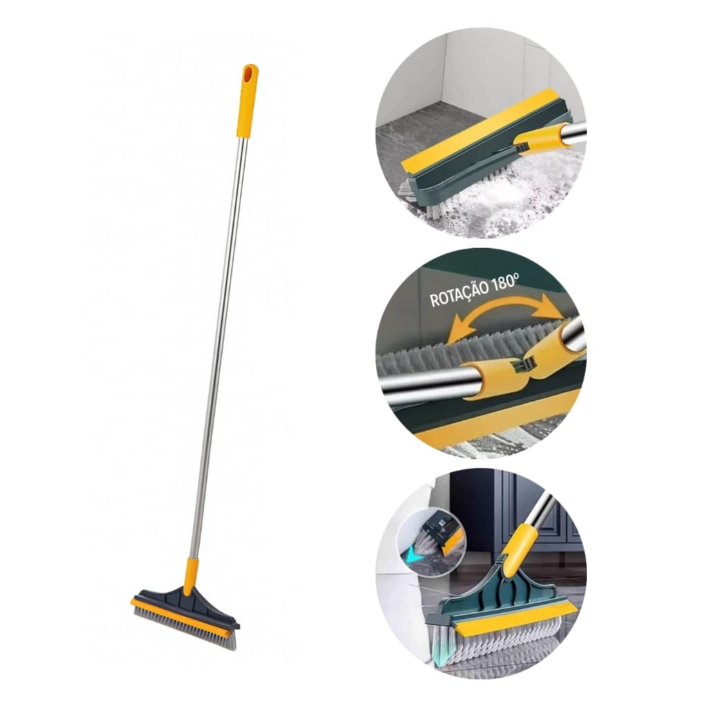 Vassoura Rodo 2 em 1 Angular Limpa Cantos – Ideal para Vidros, Pisos, Banheiro e Paredes
