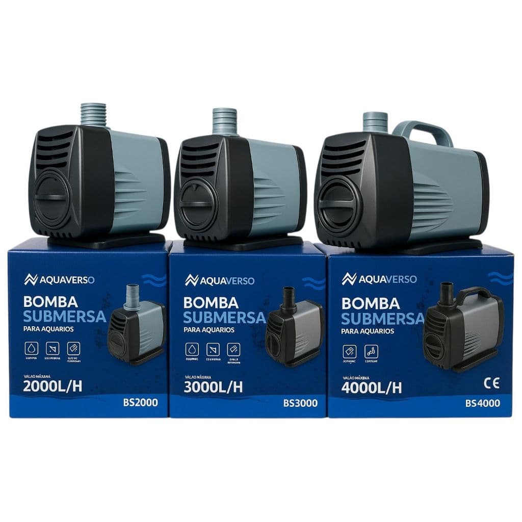Motor Bomba Submersa 3000l/h Aquaverso BS 2000 L/h Até 4000 Litros Por Hora Aquario Fonte Lago