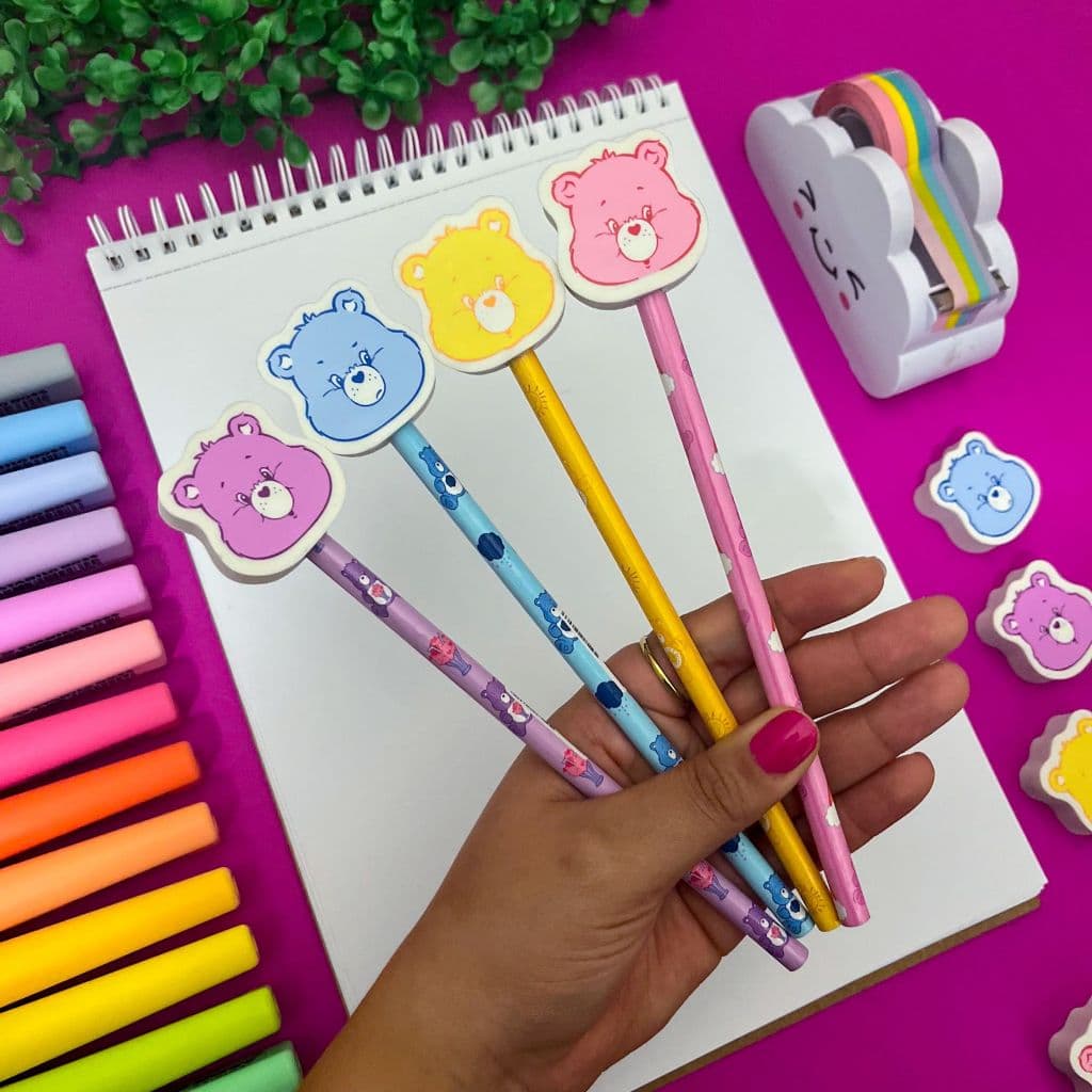 Lápis Grafite Ursinhos Carinhosos com Borracha Decorada no Topo - Lyke