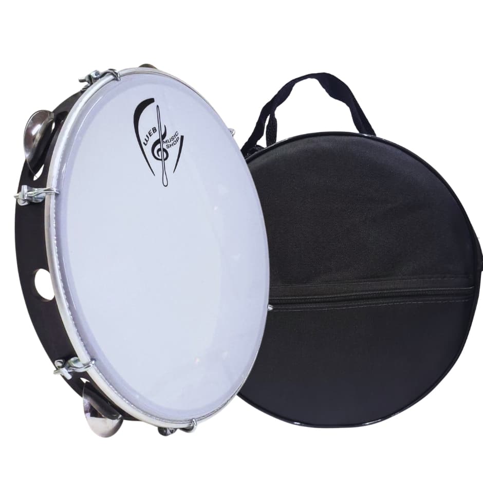 Pandeiro 10 Polegadas Treino Leve - Pele Leitosa + Capa Luxo