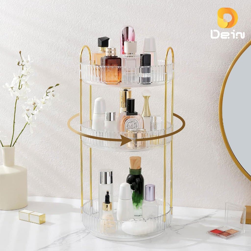 Organizador de Maquiagem Giratório – Suporte Multiuso 2/3 Andares p/ Cosméticos e Perfumes