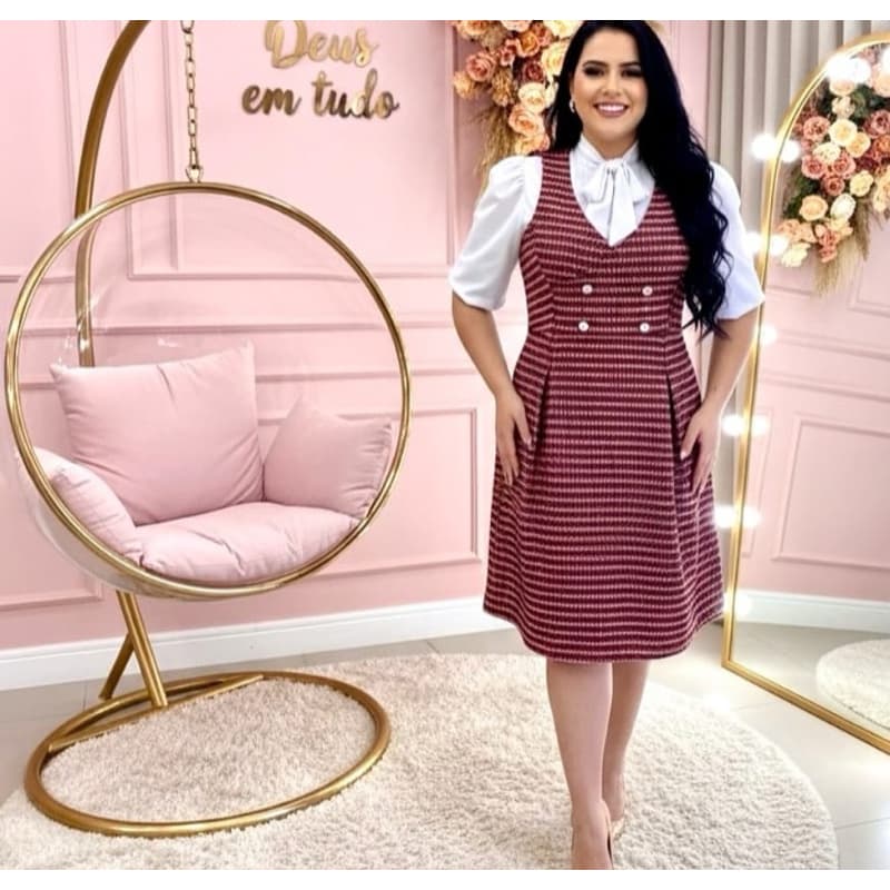 salopete em tweed do p ao plus size