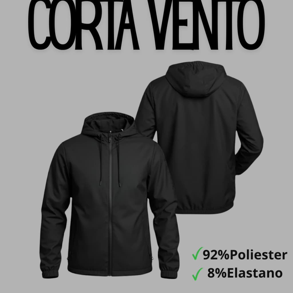 Jaqueta Corta Vento P ao G3 Masculino Impermeável Liso Inverno Capuz Ziper