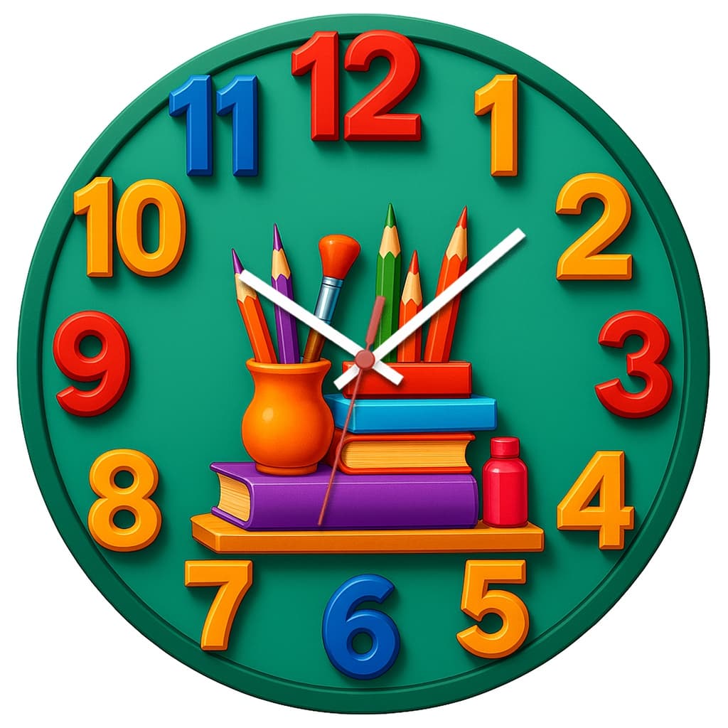 Relógio de Parede Decorativo Escola Pendulart 29cm Adesivado Silencioso