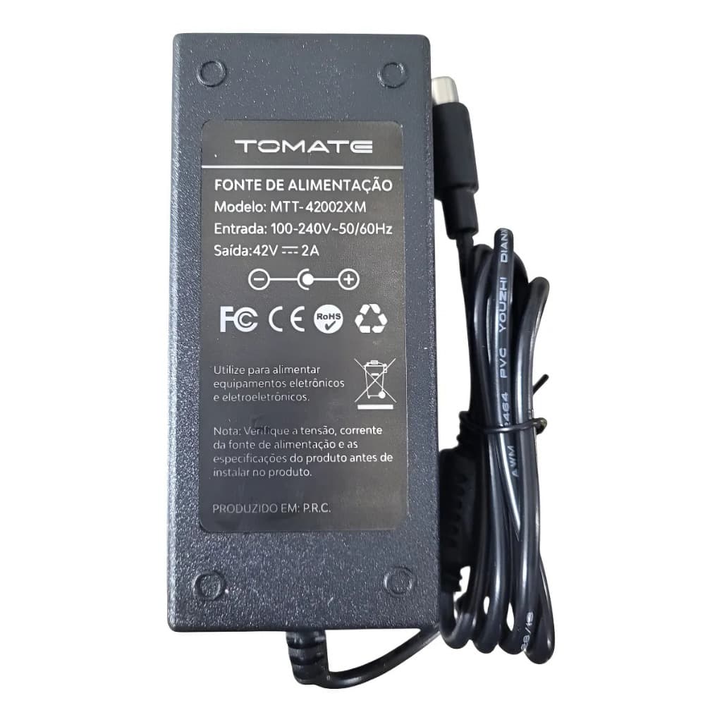 Fonte Carregador de Patinete Elétrico 42v 2a Plug 8mm Bivolt