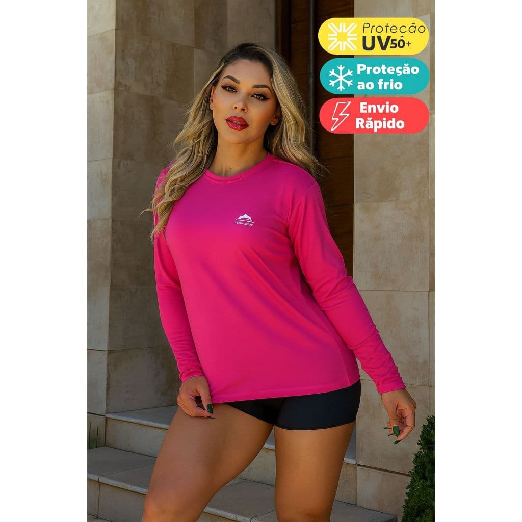 Camisa Térmica Proteção Uv 50+  Feminina Camiseta Blusa Malha Fria Unissex Academia Manga Longa